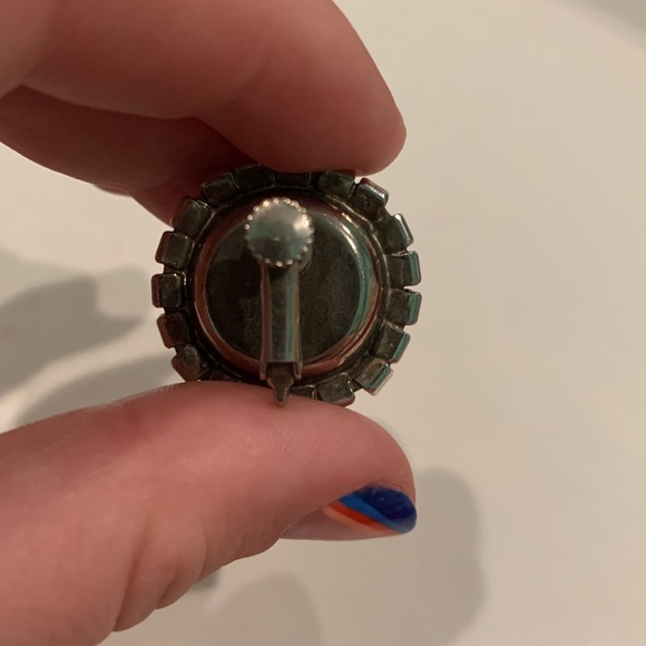 Pink and Clear Rhinestoned Clip On Earrings - Picture 5 of 7